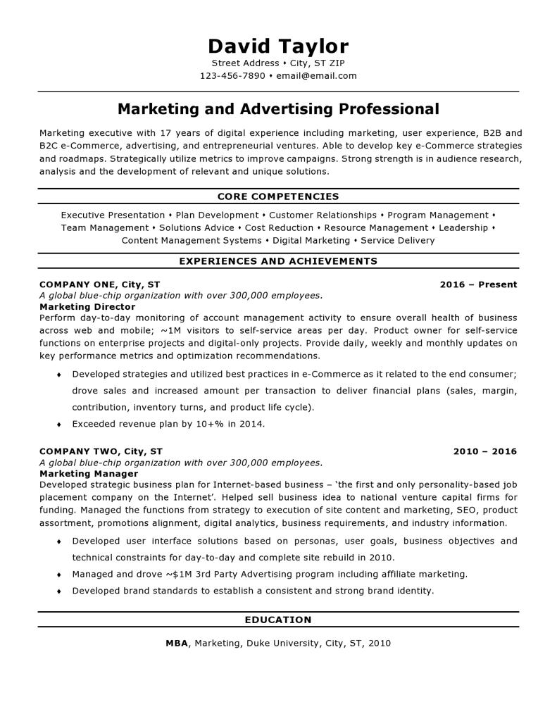 advertising resume